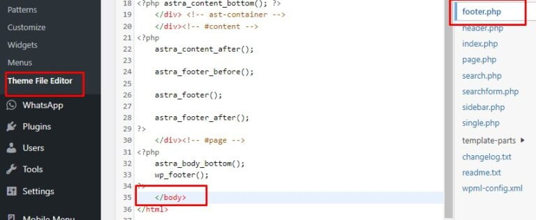 theme editor footer